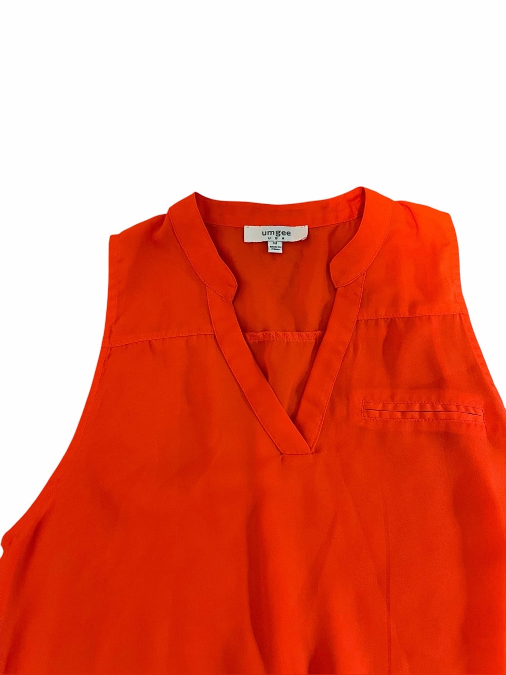 Umgee Vibrant Orange Cinch Waist Dress Sleeveless Medium Boho Shift Mini - Picture 5 of 6